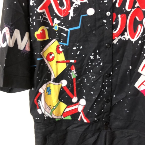 Casual Cartoon Printing Short Sleeves High Waist One-piece Jumpsuits XL - Picture 7 of 11